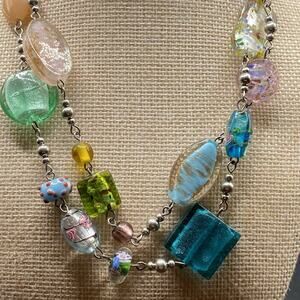 Colorful Glass Beaded Necklace Signed Premier Designs